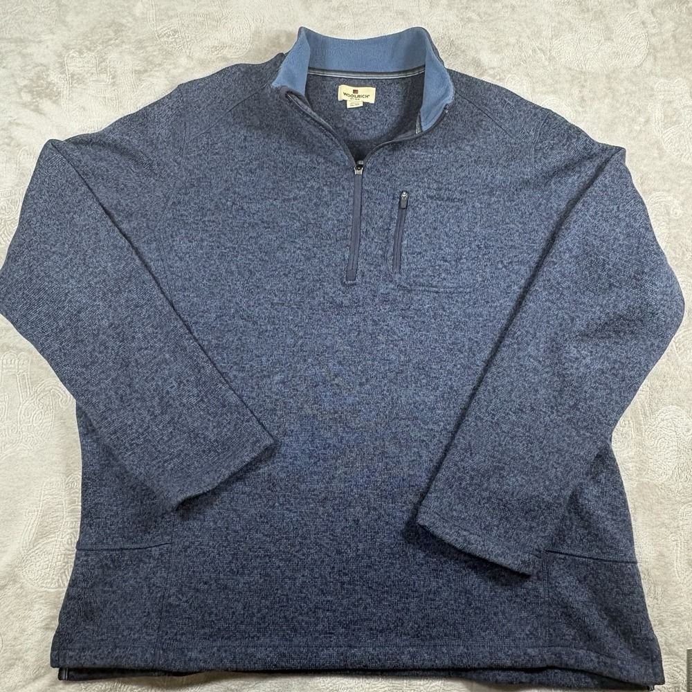 Woolrich Better Sweater Men's 1/4 Zip‎ XXL Blue Regular Fit Fleece EUC!